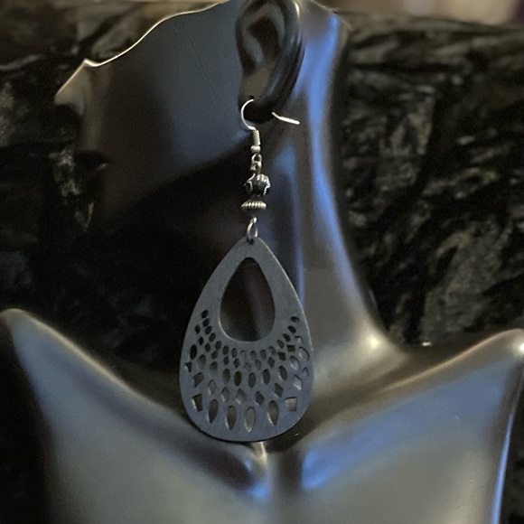 Handmade Teardrop Faux Leather Earrings. Rose Pink Gold And